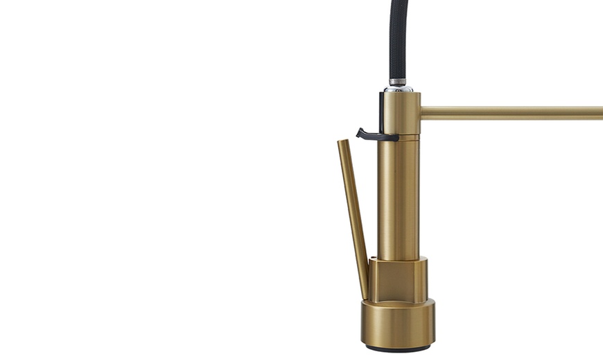 Image 6: Brushed Gold Stainless Steel Kitchen Faucet with Pull Down Spring 