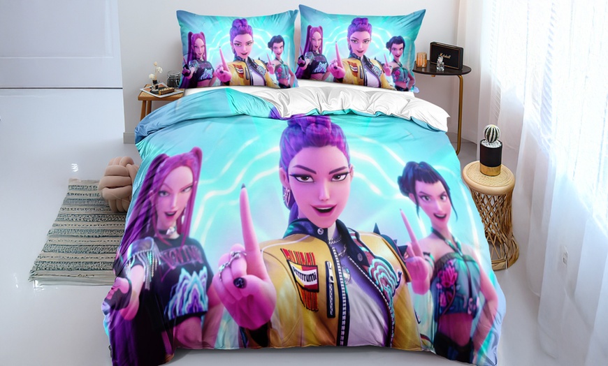 Image 2: KPop Demon Hunters Inspired Bedding Set