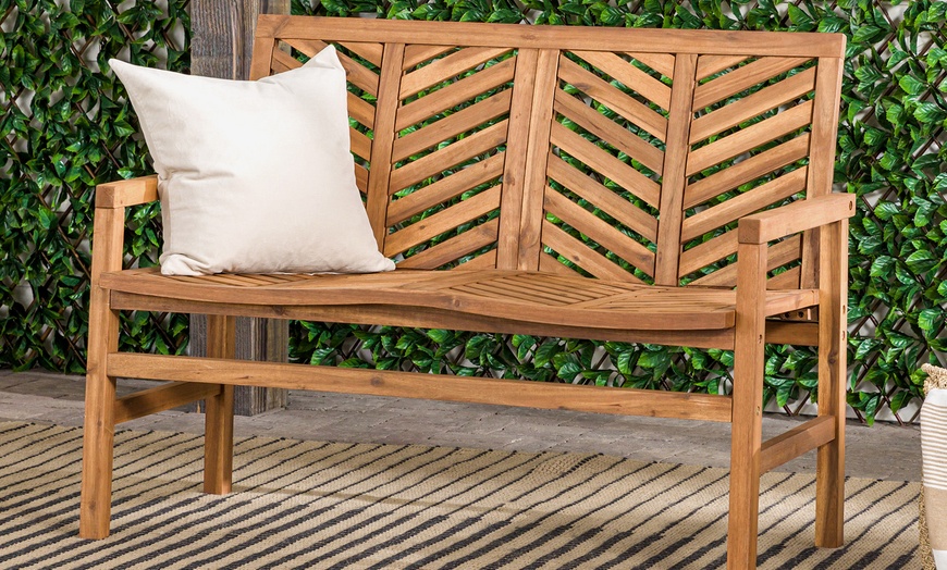 Image 2: Two-Seater Wooden Garden Bench