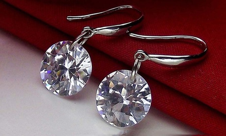 Sterling Silver 4.00 CTTW Drop Earring W Crystals From Swarovski 4 ct Silver Crystal Sterling Silver