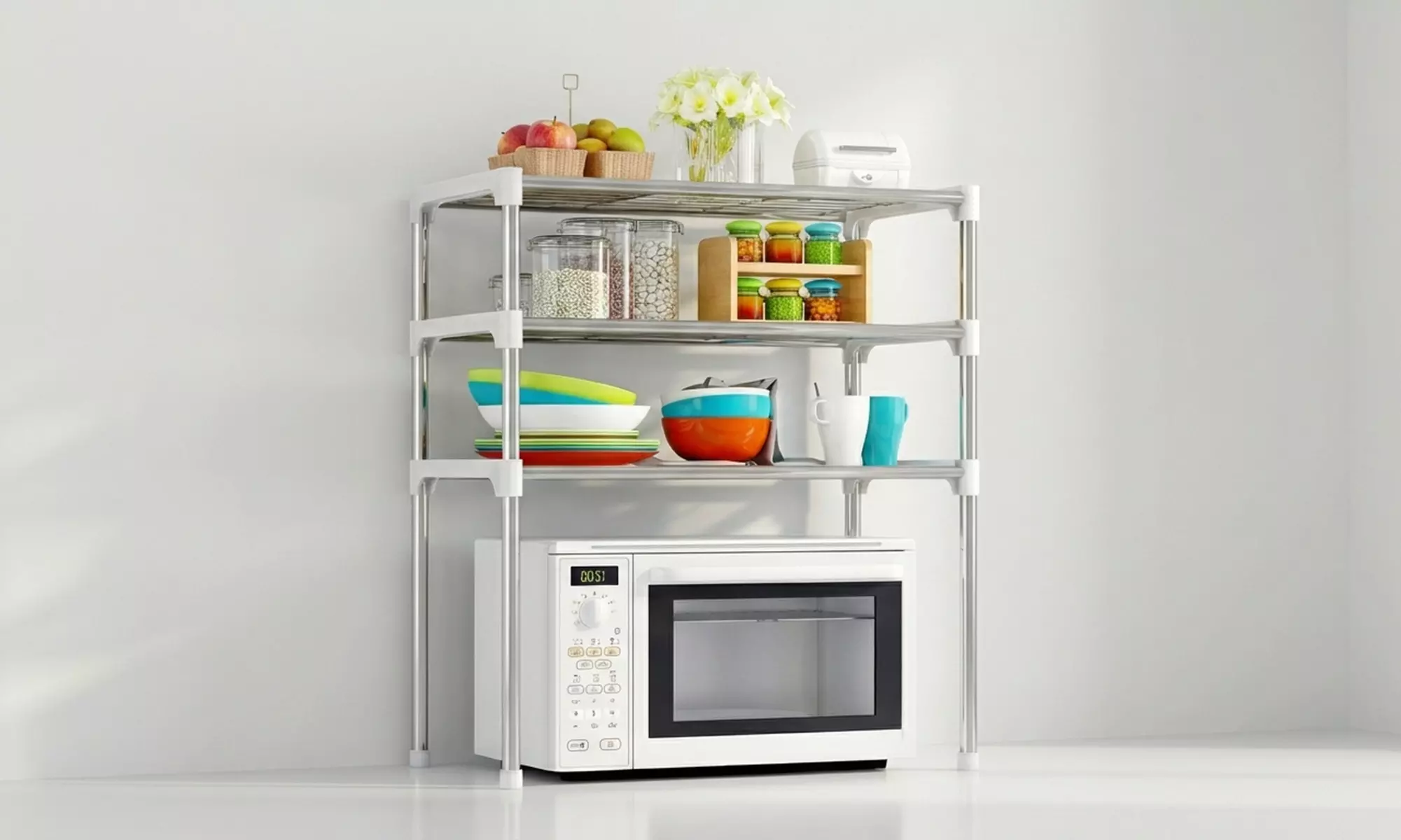 Mikrowellenregal mit 3 Ablageflächen