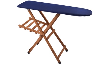 Asse da stiro in legno con griglia per ferro disponibile in 2 colori