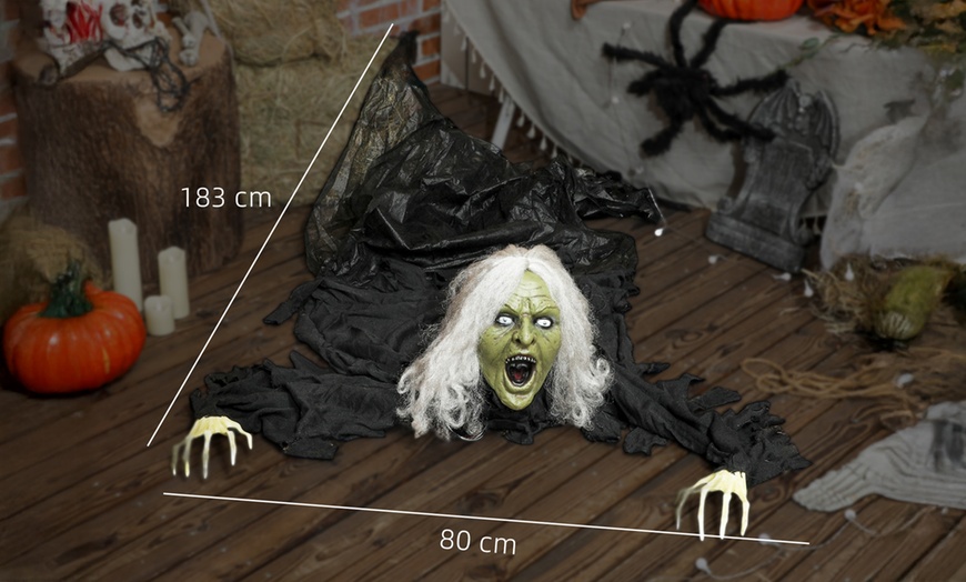Image 36: Outsunny Voice Activated Halloween Animatronics Witch