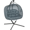 Image 5: Outsunny Outdoor Double Hanging Chair with Cushion