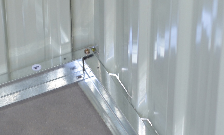 Image 5: Outdoor Black Garden Metal Storage Shed with Log Storage