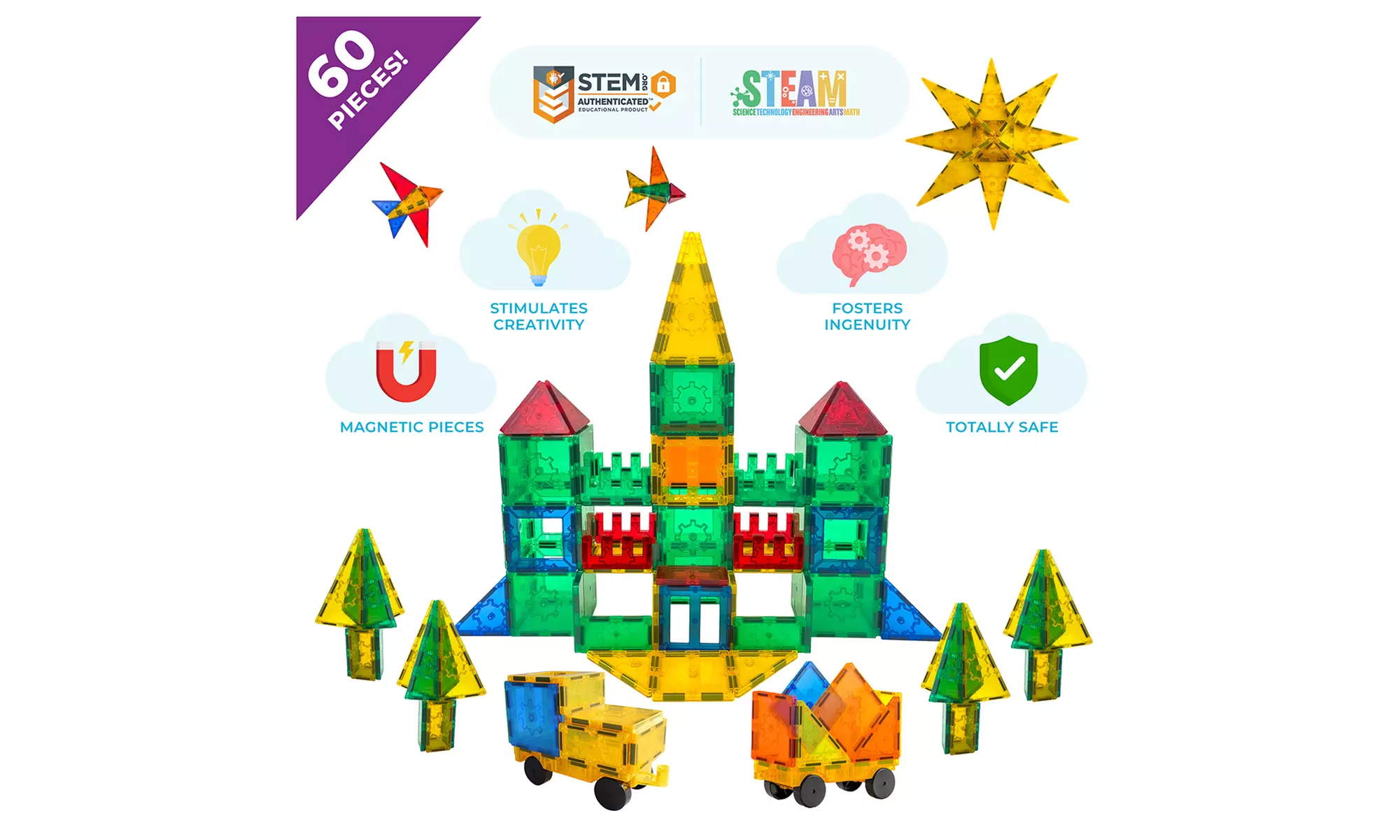Tytan Toys 60 Pieces Magnetic Tiles 