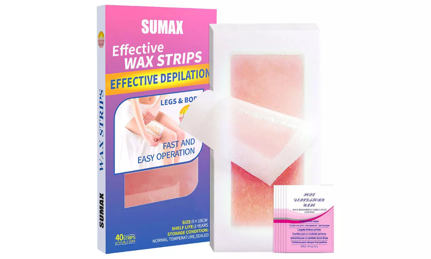 20 Sheets Double Sides Body Wax Strips Hair Removal with 6 Calming Oil Wipes