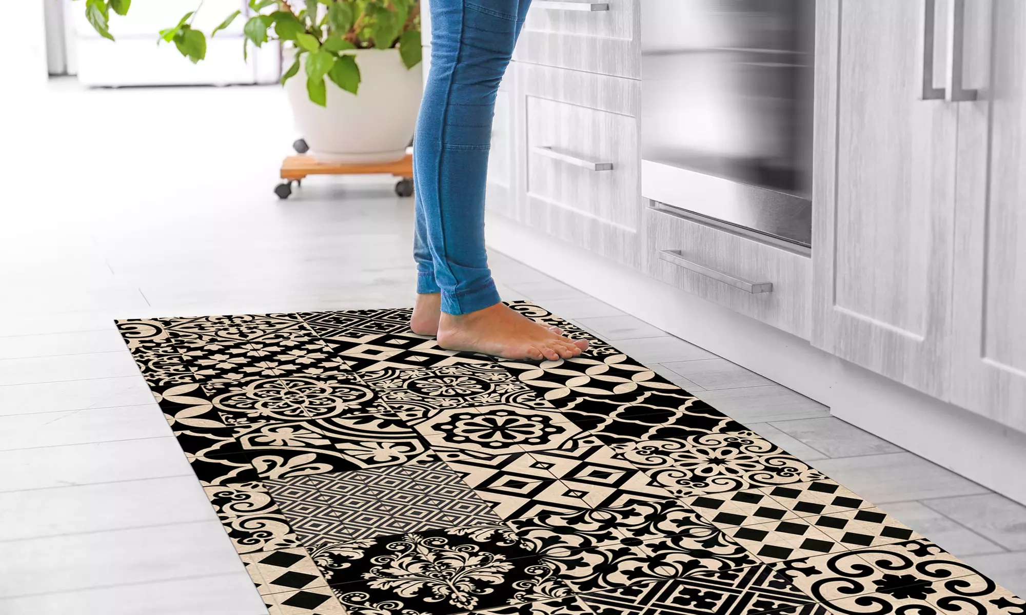 Non-Slip Kitchen Runner Rug with Digital Print