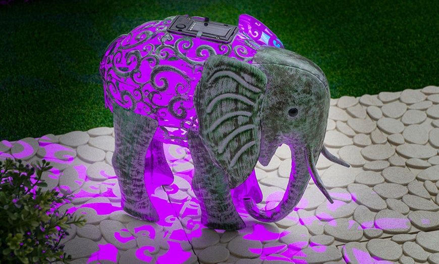 Image 6: One or Two Ornamental Metal Elephant Solar Lights