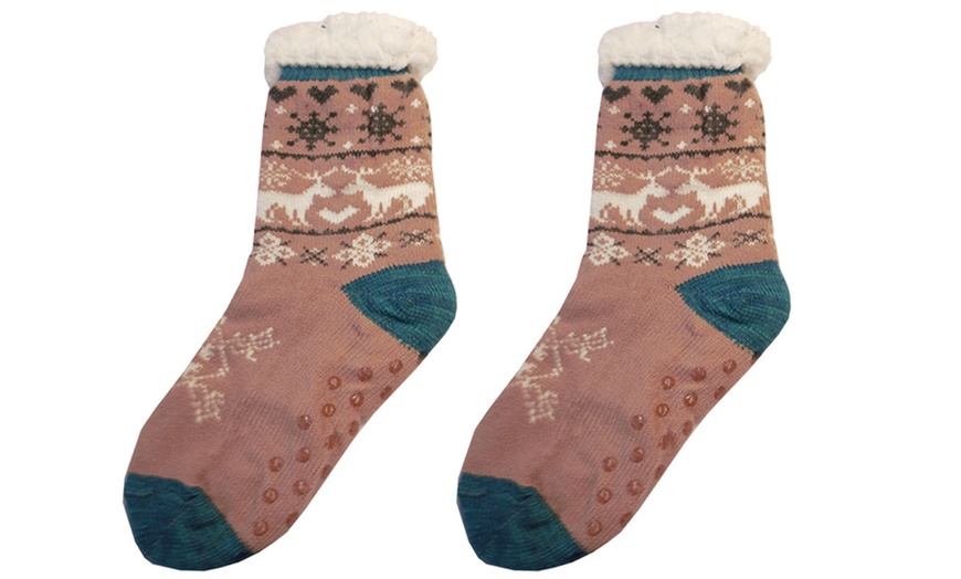 Image 4: Festive Warm Sherpa Fur Slipper Socks