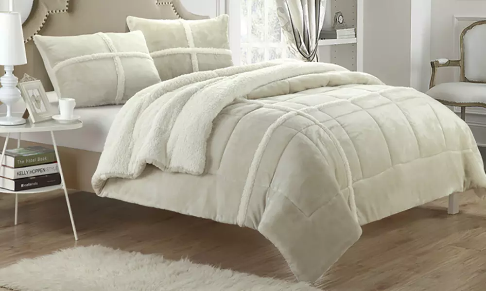 Caterina Sherpa-Lined Plush Microsuede Comforter Set (2- or 3-Piece) - Primary Image