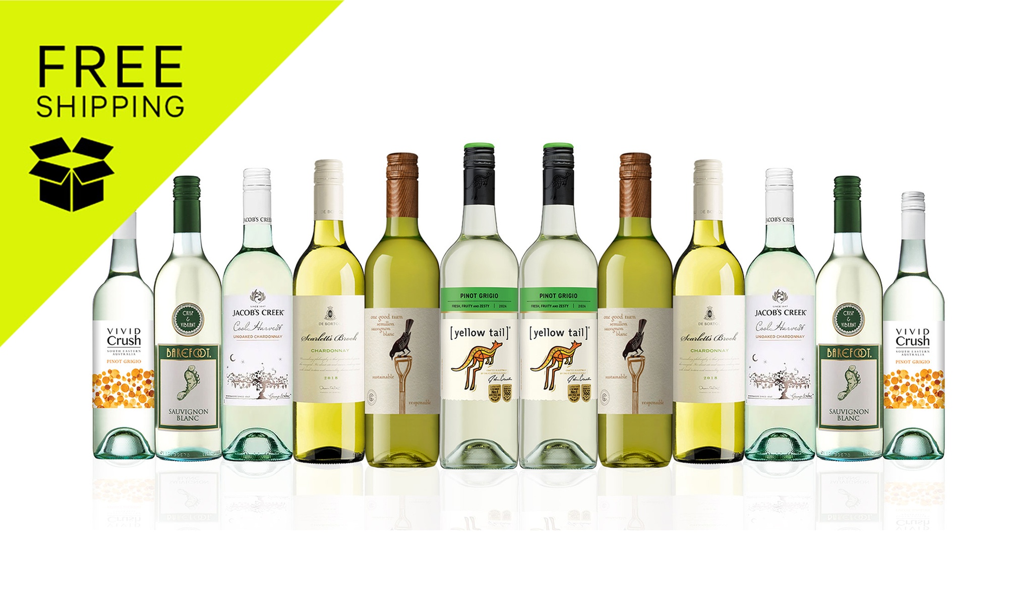 Aussie Mixed Whites featuring Yellowtail Pinot Grigio (12 bottles)
