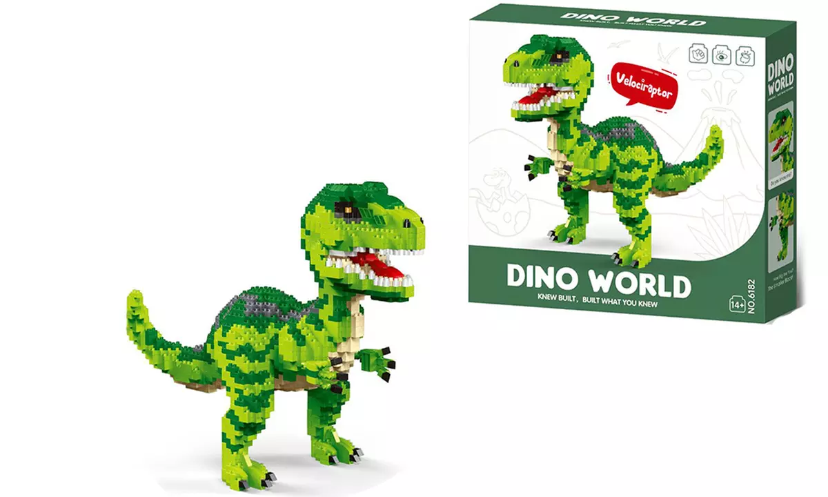 DIY-Bausatz Velociraptor oder Tyrannosaurus Rex aus Mikro-Bausteinen