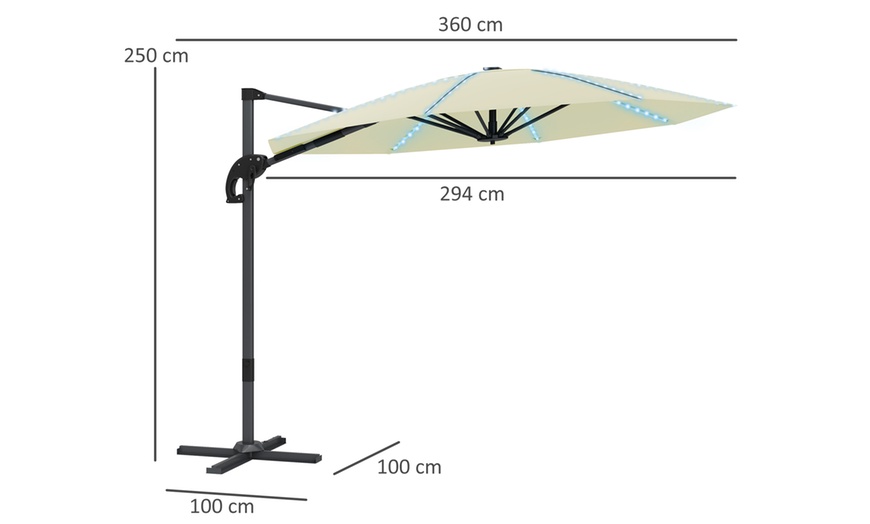 Image 4: Outsunny Cantilever Parasol with Solar or LED Lights