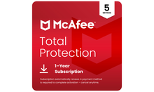McAfee Total Protection - 5 Devices 1 year - McAfee Total Protection 1, 5, or 10 Devices