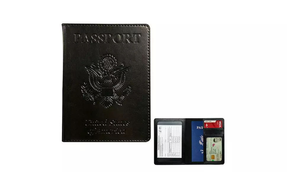 RFID Travel Wallet with Card Slot Faux Leather Passport Case Vaccine Card Holder