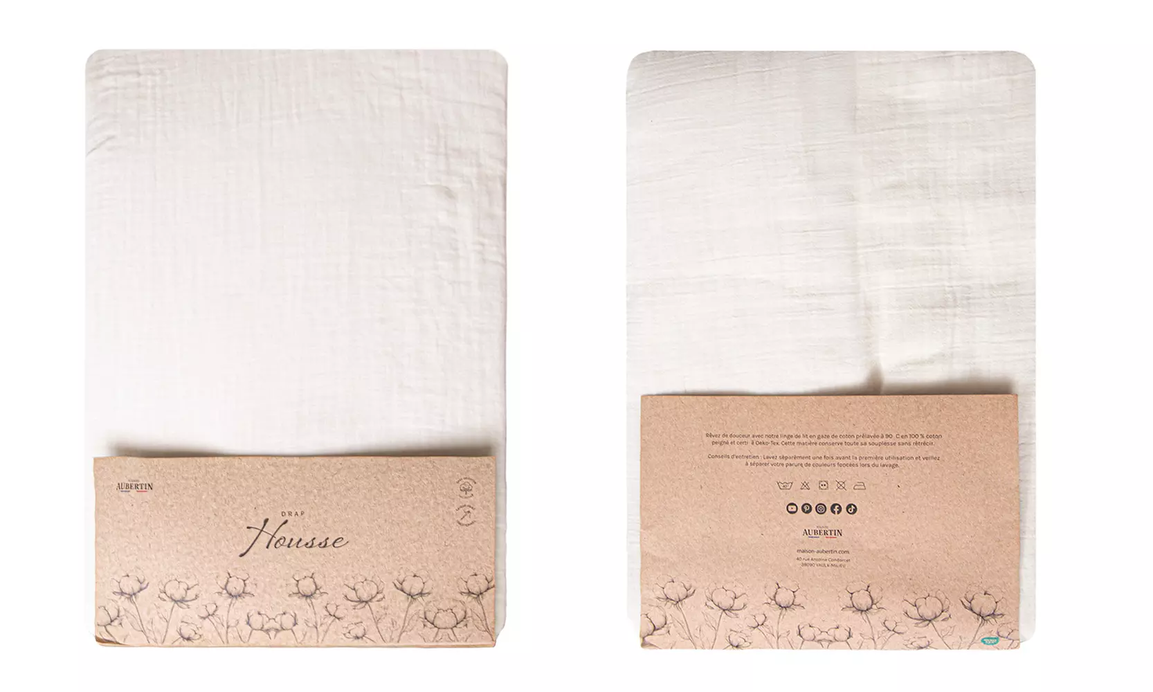 Drap-housse en Gaze de coton, 100% coton peigné