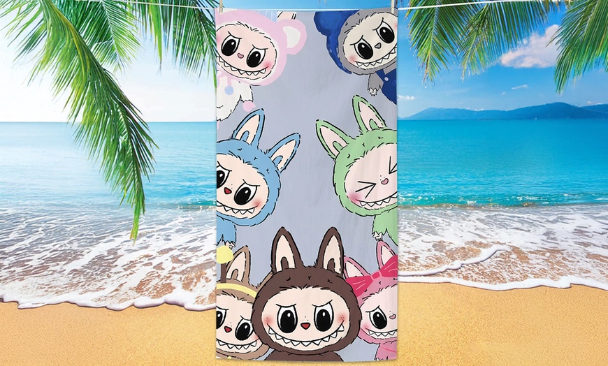 Image 8: Labubu Inspired Cute Beach Towel