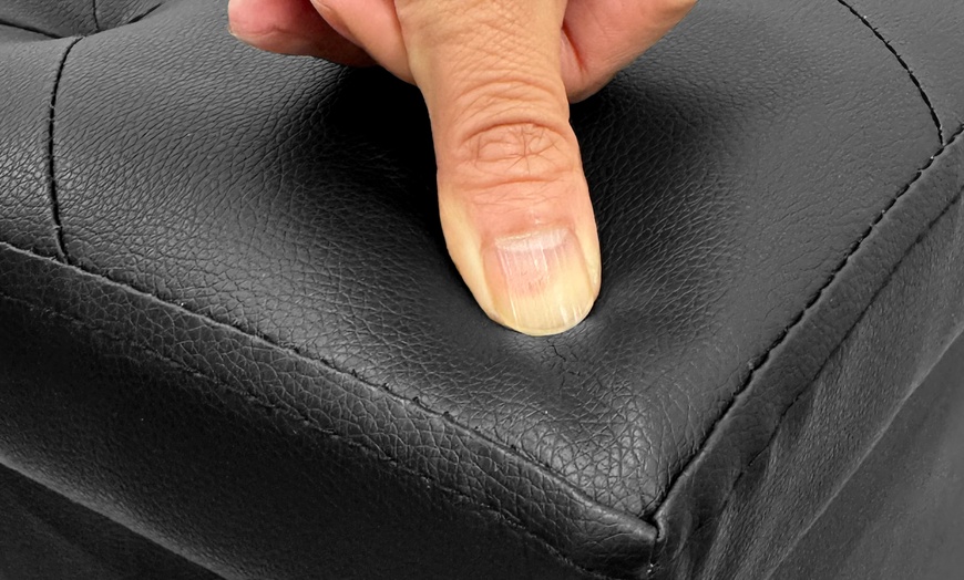 Image 16: Soft Upholstered Pouf with Hidden Storage