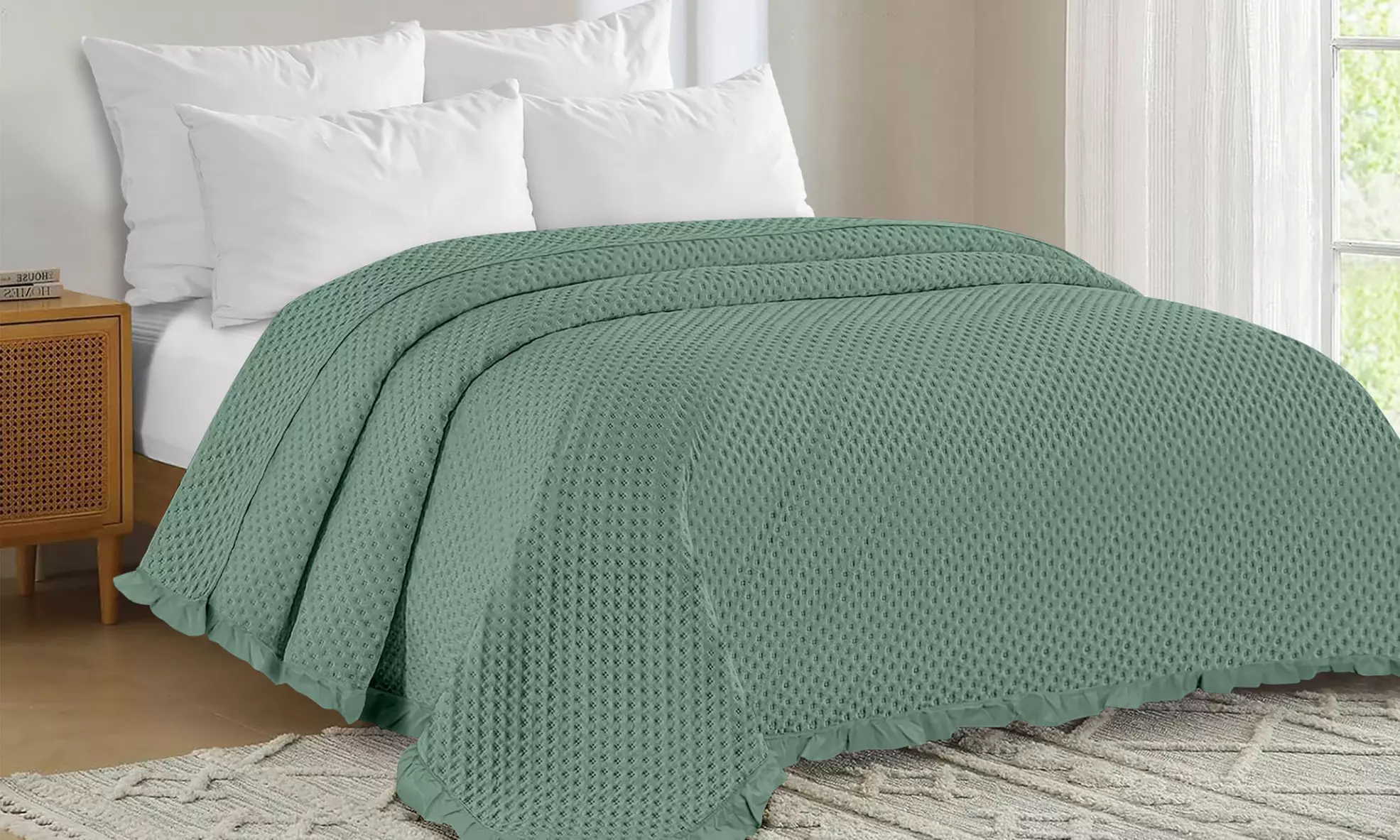 Gesteppte Tagesdecke mit Rüschen