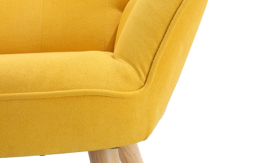 Image 6: Living And Home Tufted Button Linen Wing Back Armchair