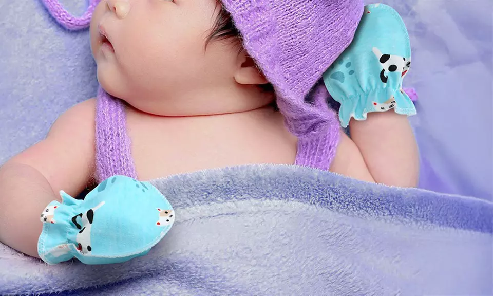 12 Pairs Newborn Baby Cotton Infant No Scratch Mittens Gloves