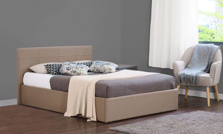 Image 5: Fabric Ottoman Bed Frame with Optional Mattress