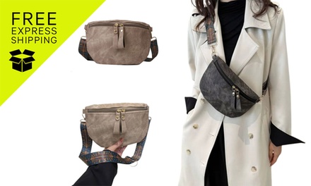 PU Leather Satchel Wide Strap Chest Bag - Black - One Piece: Black - 762191-BLK