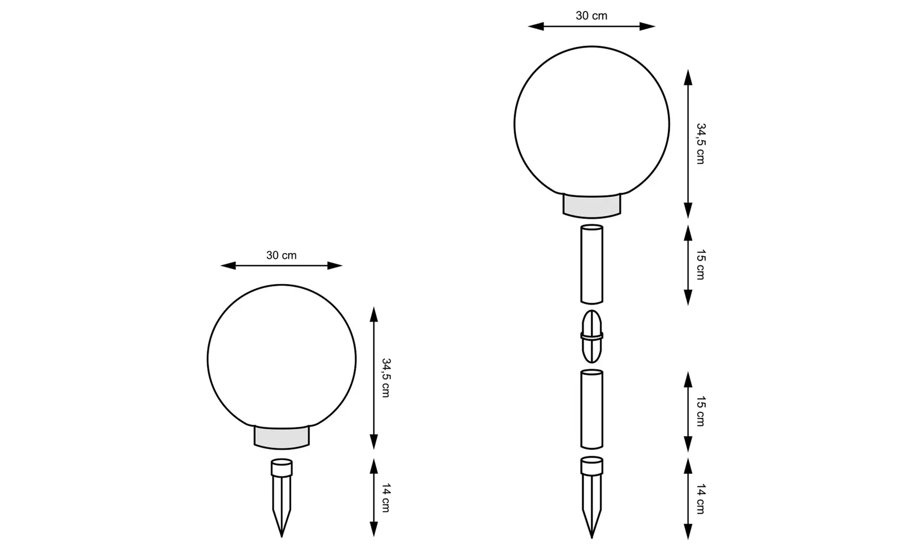 1, 2 ou 4 boules solaires colorées Ariane - Second Medium