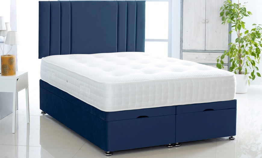Image 7: Plush Velvet Ottoman Gas Lift Bed with Memory Spring Mattress
