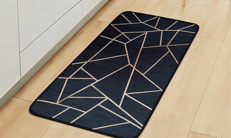 Groupon Unisex Black & Gold Graphic Rug: Four