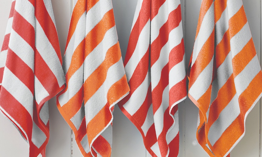 Image 11: 4 Pack Premium Cotton Cabana Beach Towel