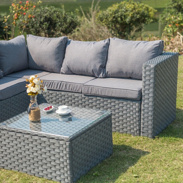 Yakoe Sicily Rattan Effect Garden Furniture Set With Optional Cover
