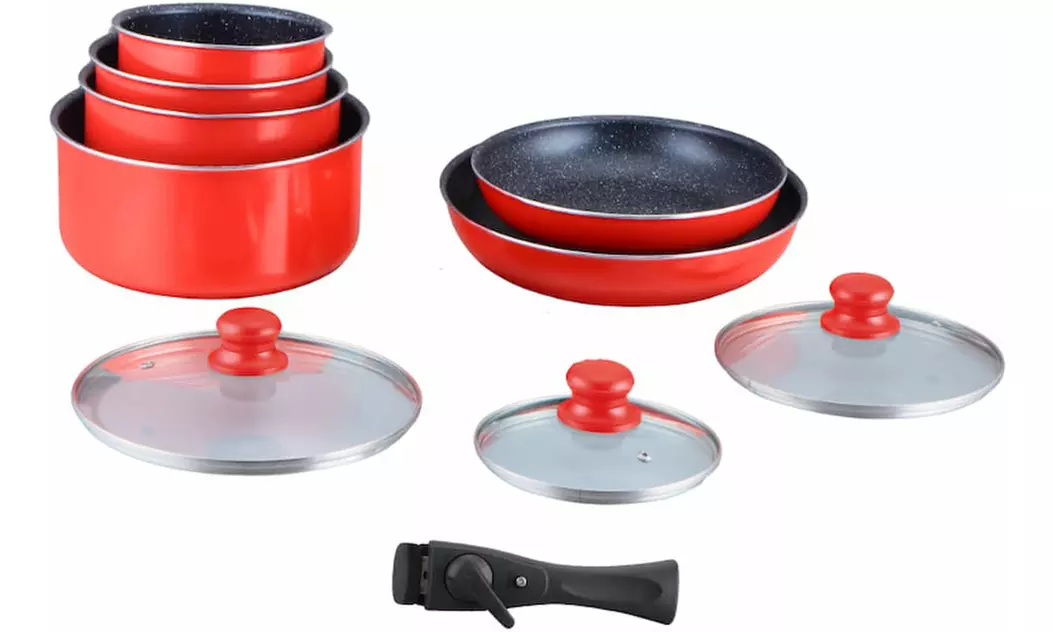 Batería de cocina de 10 piezas con revestimiento efecto piedra