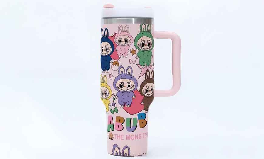 Image 7: 40oz Labubu-Design Stainless Steel Tumbler with Straw