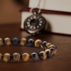 Image 1: Handmade 8MM Natural Stone Prayer Beads Tiger Eye Bracelet for Men Women