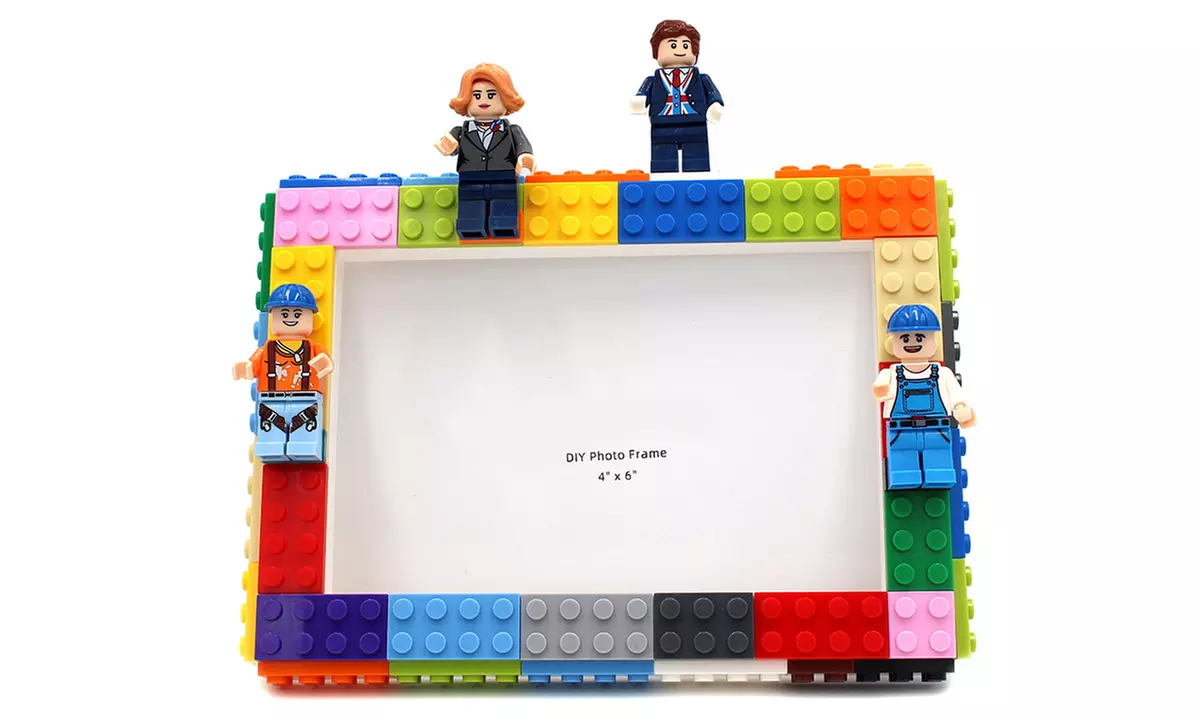 LEGO Inspired DIY Building Block Photo Frame Tabletop Set with Figures - Second Medium