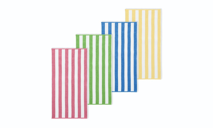 Image 6: 4 Pack Premium Cotton Cabana Beach Towel