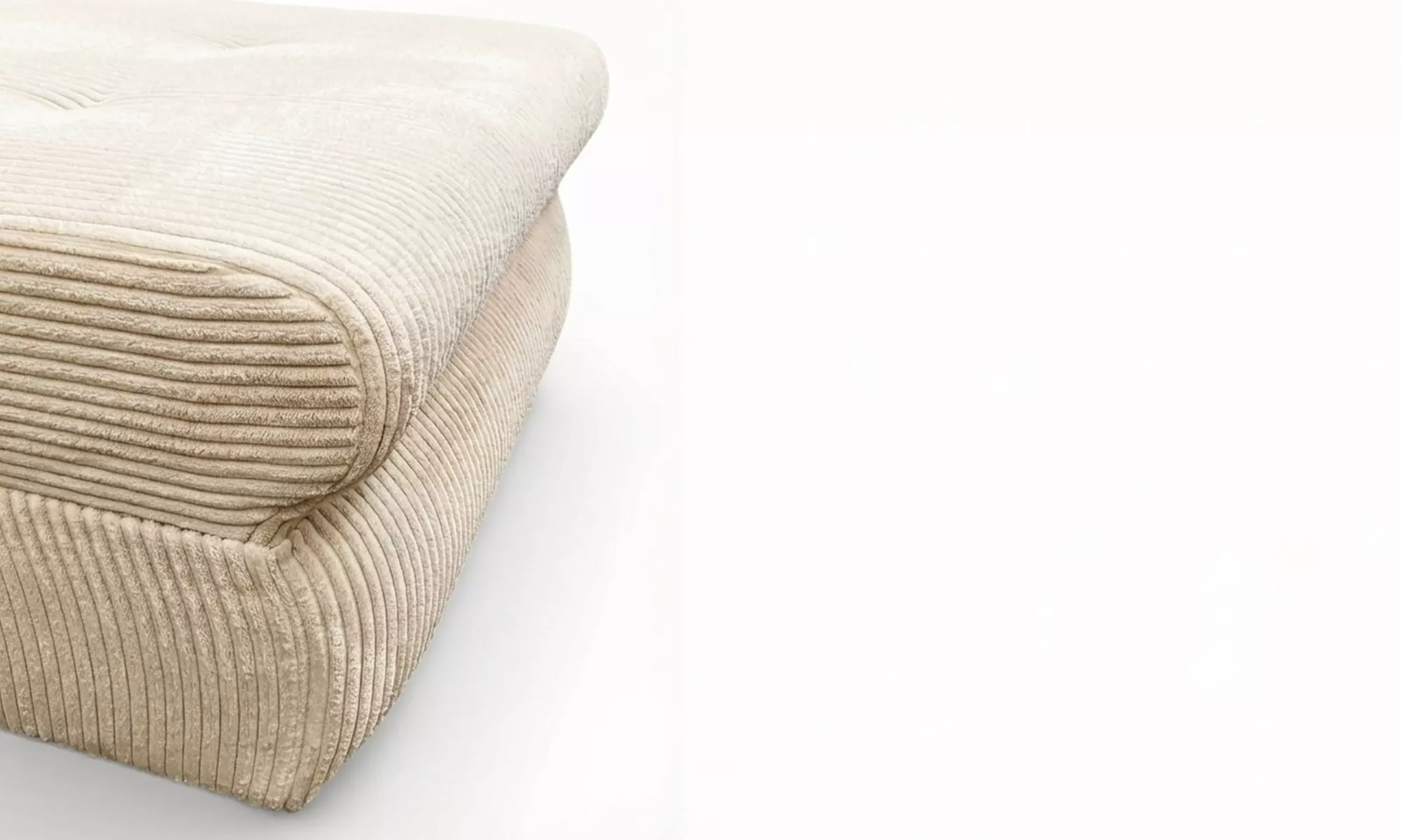 Canapé d'angle convertible "Farah" velours côtelé beige