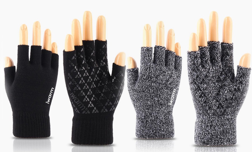 Image 10: Fingerless Grip Gloves