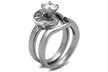 Womens 1.38ct Round & Bagguete Cubic Zirconia Stainless Steel Wedding Ring Set - Second Medium
