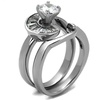 Image 3: Womens 1.38ct Round & Bagguete Cubic Zirconia Stainless Steel Wedding Ring Set 