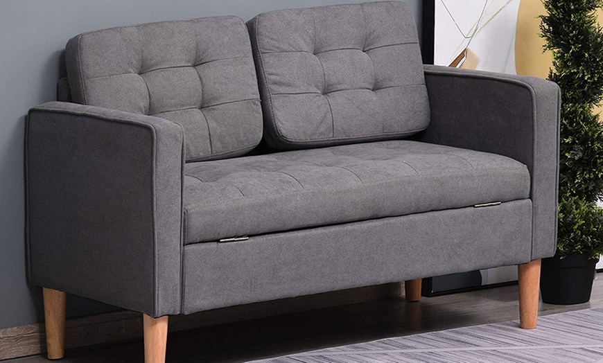 Image 4: Homcom Two-Seater Storage Sofa