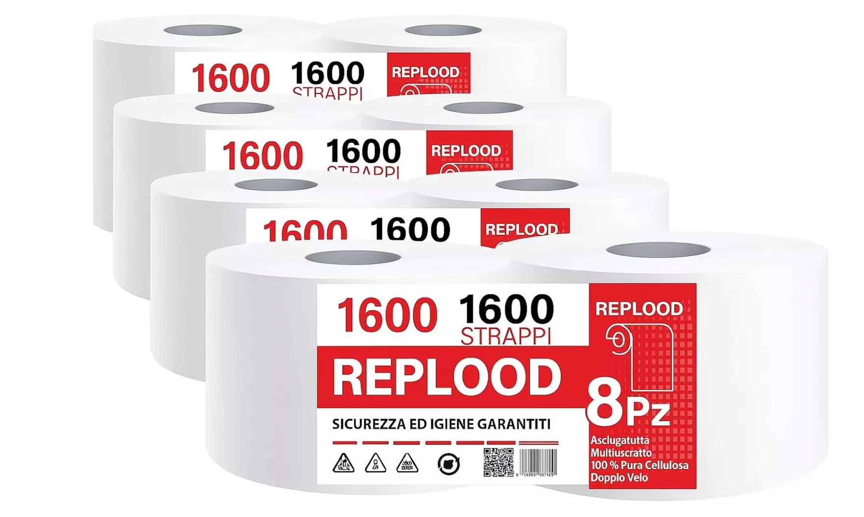 4 o 8 rotoloni asciugatutto coppia di 2 rotoli da 2 kg