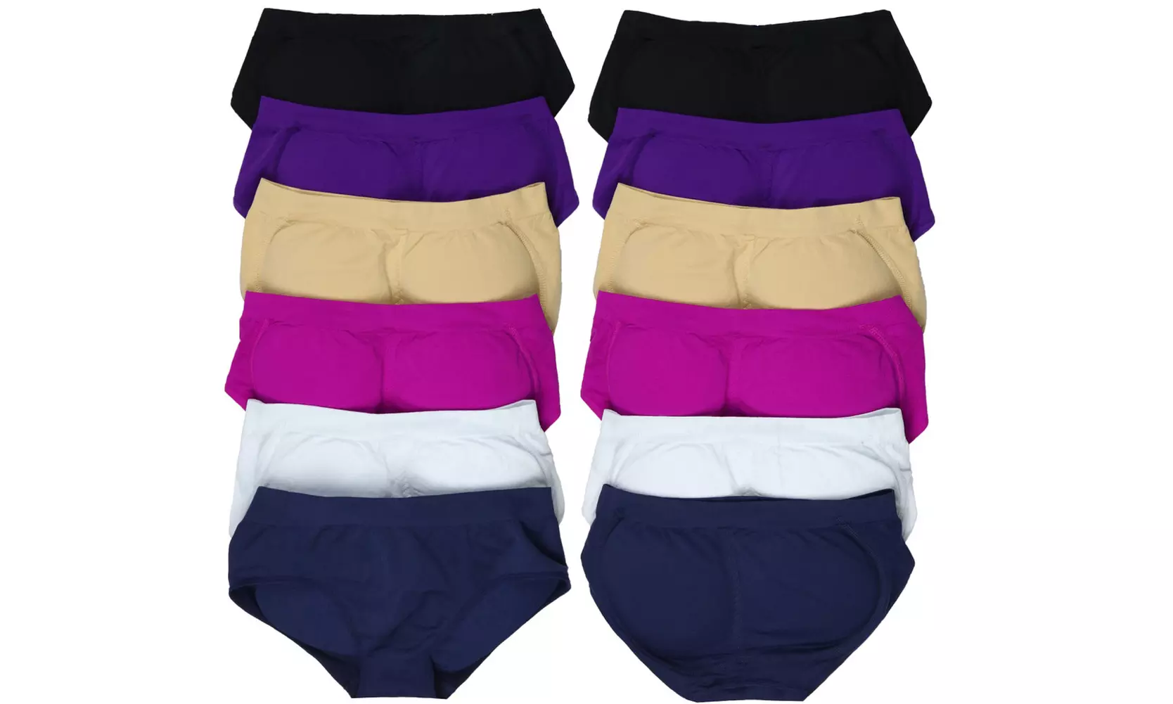 (6-Pack) Booty Boosting Enhancing Padded Brief Panties - Second Medium