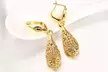 18K Gold Plated Filigree Teardrop Leverback Drop Dangle Earrings - Second Medium