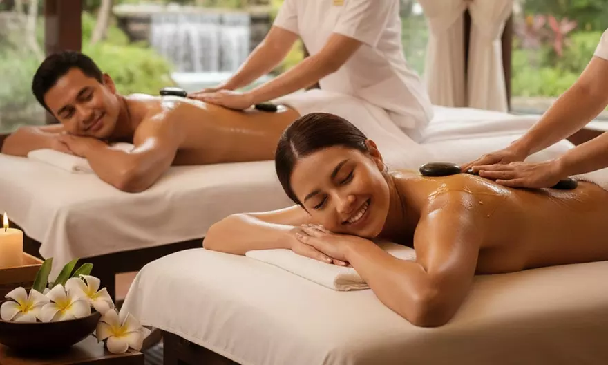 Ritual de masaje relajante en pareja con aceites aromáticos y extras