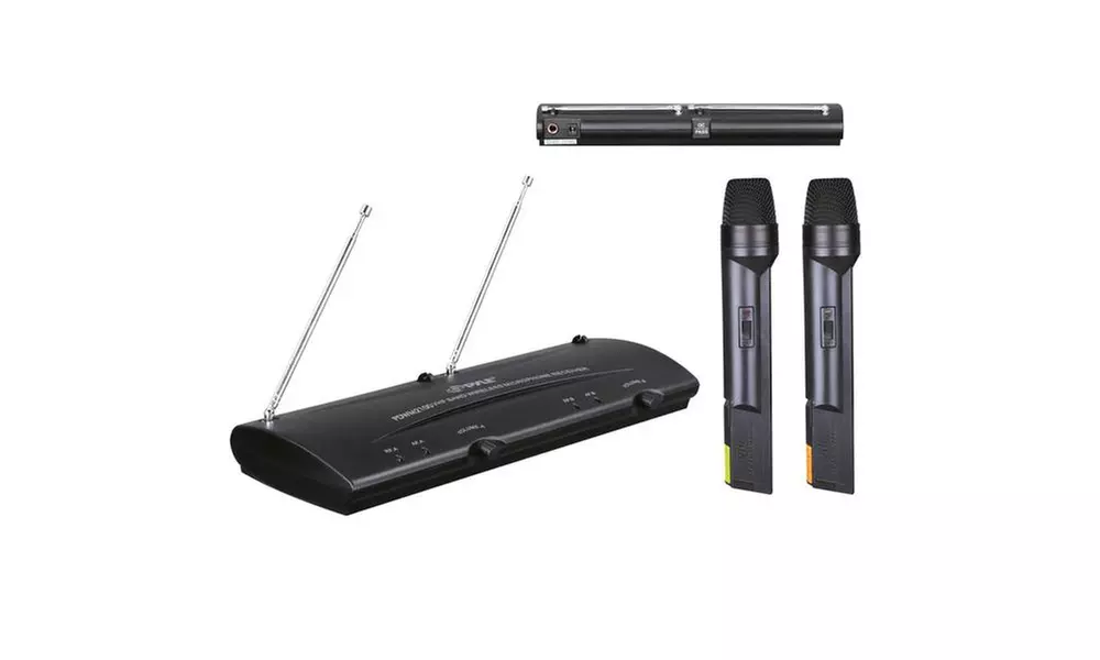 Pyle Pro PDWM2000 Dual Channel VHF Wireless Microphone System with 2 Handheld Microphones - Primary Image
