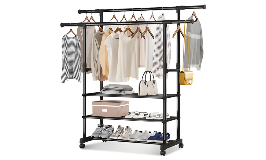 Image 2: Portant multifonctionnel en métal avec étagères