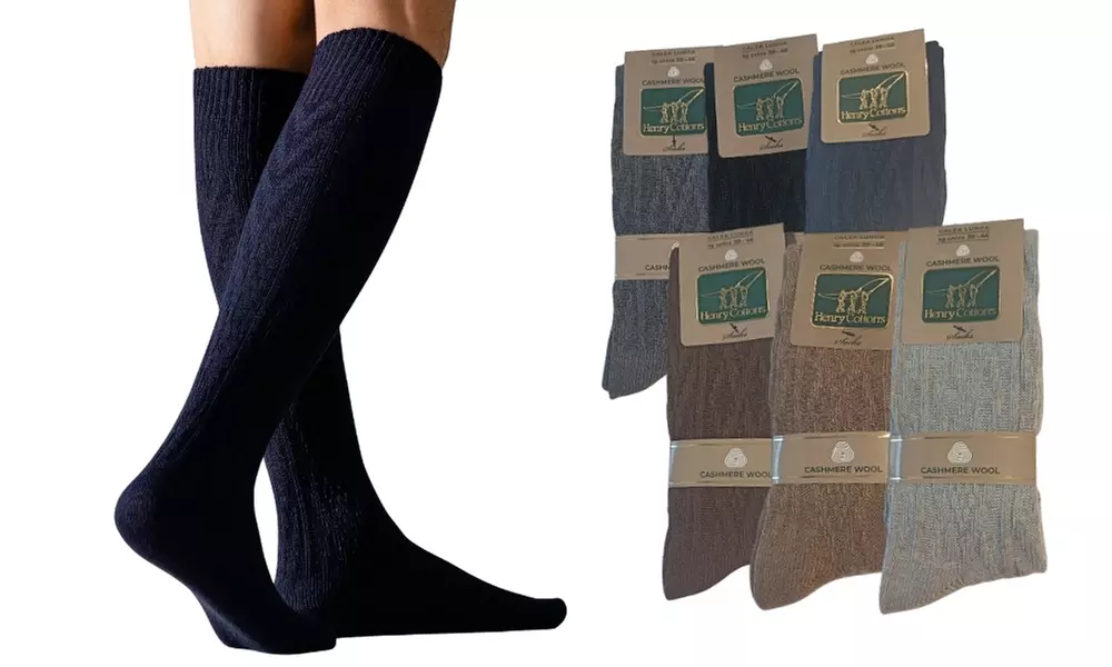Pack di 6 paia di calze lunghe uomo in cashmere e lana Henry Cotton's